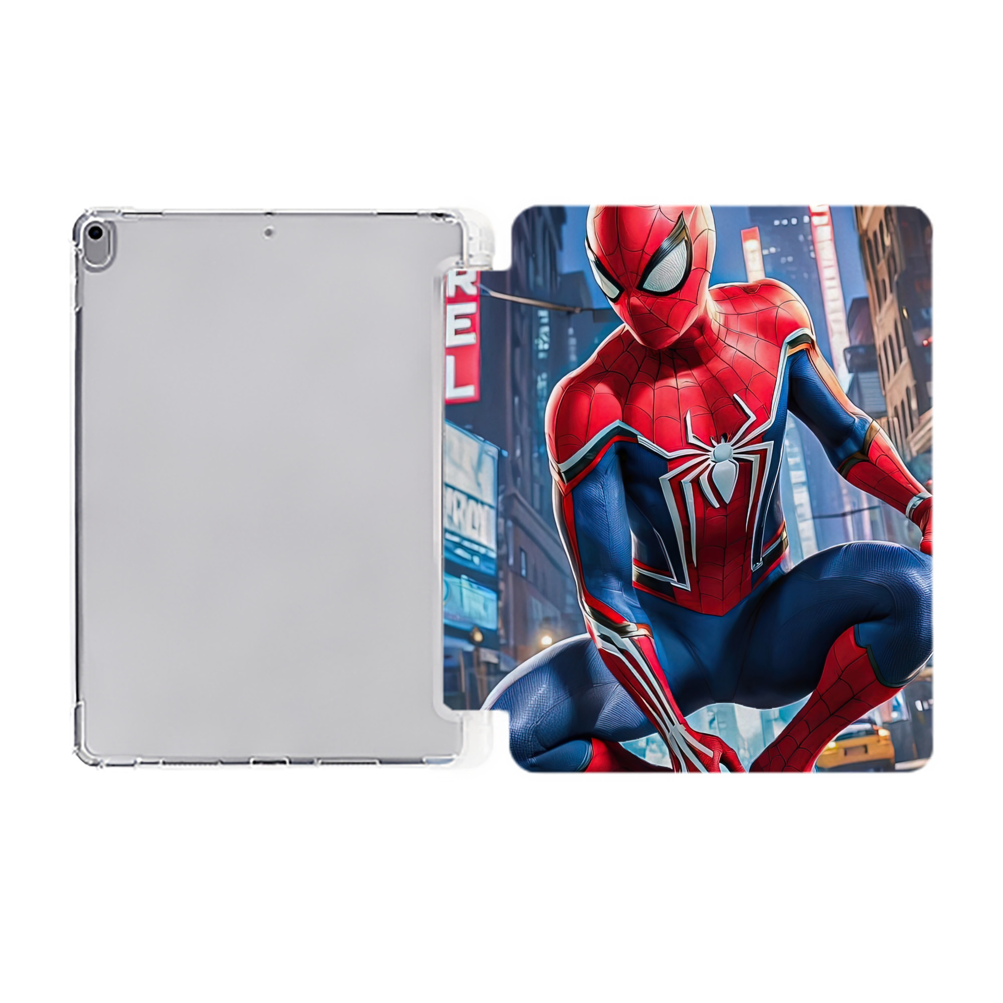 （画像用） Spider Man スパイダーマン IPad ケース ペン収納付き 三つ折りスタンド PUレザー×シリコン 対応機種9.5/10.5/10.9インチ